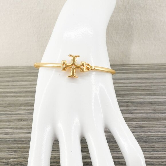Tory Burch Eleanor Hinged Cuff Bracelet Gold OS - Picture 6 of 12